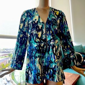 RACHEL by Rachel Roy 1/2 Zip Graffiti Print Collection Tunic Top